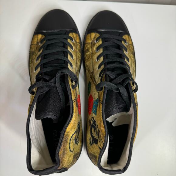 Artistic Black and Tan High-Top Loafers - Picture 7 of 9